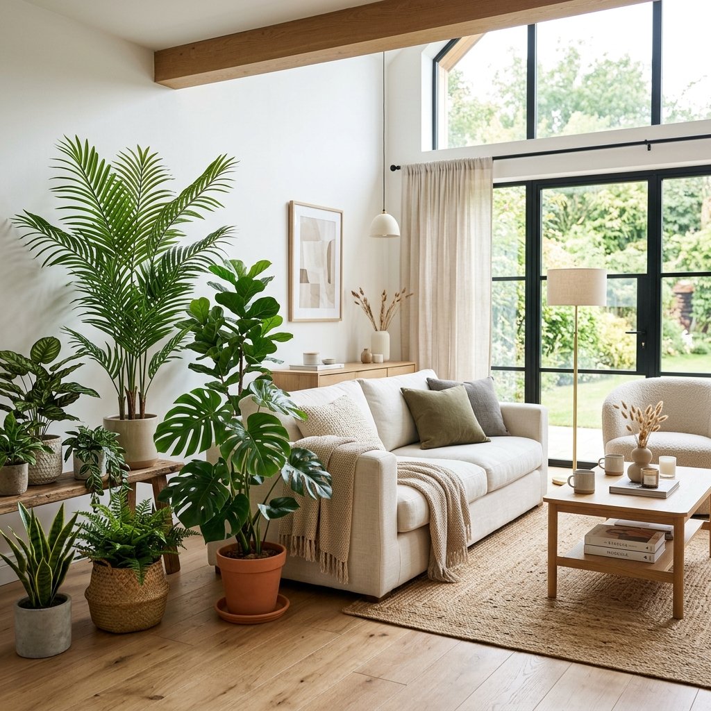 Premium artificial plants in modern living room